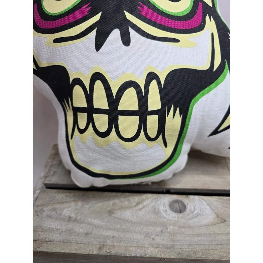 Hyde & Eek Glow in the Dark Mummy Skull Skeleton Shaped Throw Pillow Halloween
